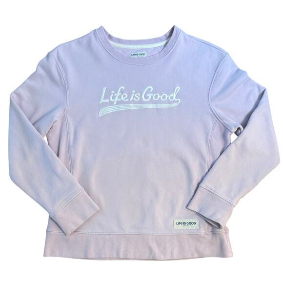 Life Is Good Women’s Simply True Embroidered Pullover Sweatshirt Purple Sz Small - Picture 1 of 10